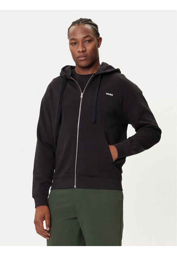 Hugo - HUGO Bluza Dapozip 50548651 Czarny Relaxed Fit. Kolor: czarny. Materiał: bawełna
