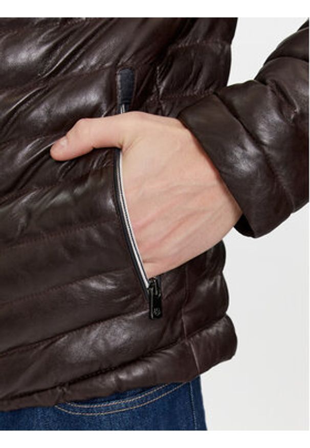 Milestone Kurtka skórzana Malik 991019 60215 Brązowy Regular Fit. Kolor: brązowy. Materiał: skóra