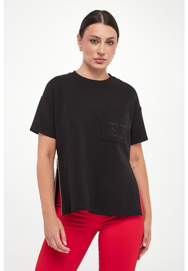 Elisabetta Franchi - T-shirt damski z kieszenią ELISABETTA FRANCHI