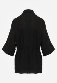 Renee - Czarna Koszula z Lnem Bawełną i Szerokimi Rękawami Moontwist. Okazja: na co dzień. Kolor: czarny. Materiał: bawełna, len. Styl: casual #4