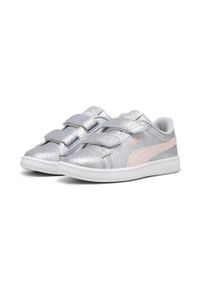 Puma - Dziecięce sneakersy Smash 3.0 Glitz Glam PUMA Glacial Gray Frosty Pink. Kolor: wielokolorowy, różowy, niebieski. Materiał: materiał, skóra, syntetyk. Szerokość cholewki: normalna