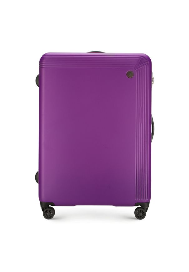 Wittchen - Duża walizka z ABS-u delikatnie żłobiona. Kolor: fioletowy. Materiał: guma. Wzór: kolorowy
