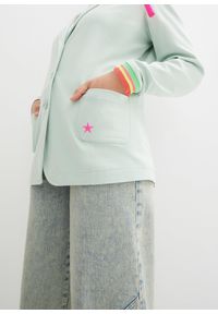 bonprix - Żakiet dresowy z mieszanki wiskozy. Kolor: zielony. Materiał: dresówka, wiskoza. Wzór: aplikacja #3