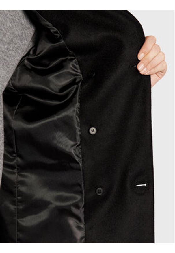 Trussardi Jeans - Trussardi Płaszcz wełniany 56S00807 Czarny Regular Fit. Kolor: czarny. Materiał: wełna