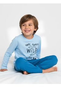 Sinsay - Bawełniana piżama z nadrukiem - błękitny. Kolor: niebieski. Materiał: bawełna. Wzór: nadruk #1