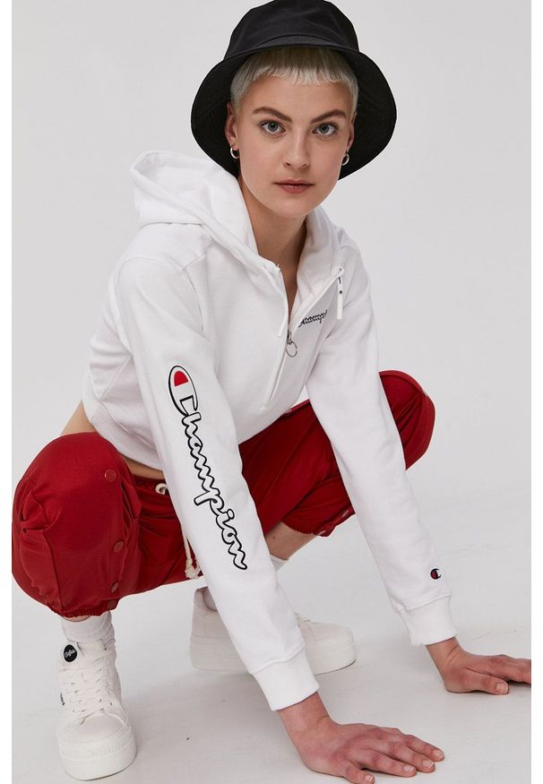 Champion - Bluza bawełniana. Okazja: na co dzień. Kolor: biały. Materiał: bawełna. Styl: casual