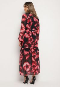 Born2be - Czarna Pudełkowa Sukienka w Kwiaty z Paskiem Nifle. Okazja: na co dzień. Kolor: czarny. Materiał: skóra. Wzór: kwiaty. Styl: elegancki, casual #7