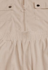 Renee - Jasnobeżowy Komplet Dresowy w Prążki Bluza Kurtka Rozpinana z Kołnierzykiem i Spodnie Lisulla. Kolor: beżowy. Materiał: dresówka. Wzór: prążki. Sport: turystyka piesza #7