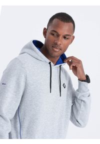 Ombre Clothing - Bluza męska z kapturem z kieszenią na zamek - szary melanż V5 - Rozmiar: S. Typ kołnierza: kaptur. Kolor: szary. Materiał: poliester, materiał, bawełna. Wzór: melanż #1