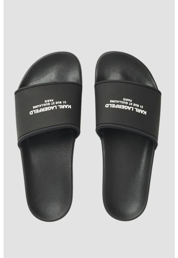 Karl Lagerfeld - KARL LAGERFELD Czarne męskie klapki KONDO RSG Logo. Kolor: czarny