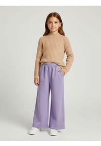 Sinsay - Spodnie dresowe wide leg - fioletowy. Kolor: fioletowy. Materiał: dresówka #1