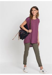 bonprix - Długi shirt z mieszanki wiskozy. Kolor: fioletowy. Materiał: wiskoza. Długość rękawa: krótki rękaw. Długość: długie #3