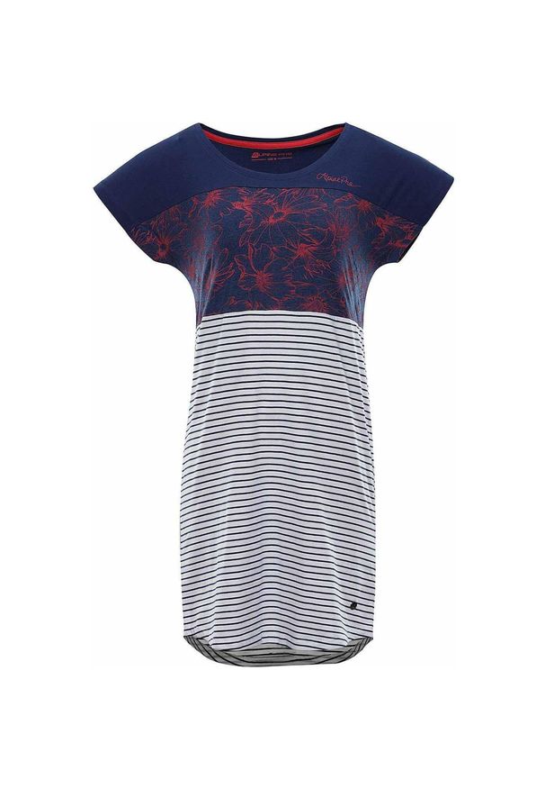 Sukienka ALPINE PRO Cleya damska XS. Kolor: wielokolorowy, zielony, czerwony, pomarańczowy, różowy. Materiał: dzianina. Wzór: nadruk. Typ sukienki: sportowe. Styl: sportowy