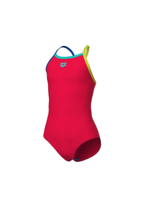 Dziewczęcy jednoczęściowy kostium kąpielowy Arena Light drop solid. Kolor: czerwony. Materiał: materiał