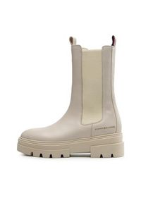 TOMMY HILFIGER - Tommy Hilfiger Sztyblety Monochromatic Chelsea Boot FW0FW06730 Beżowy. Kolor: beżowy. Materiał: skóra #3