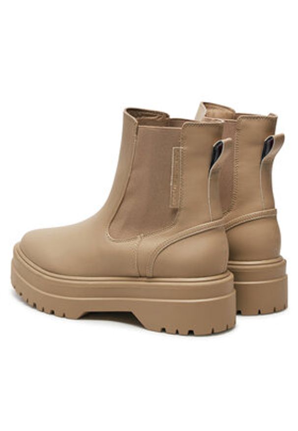 TOMMY HILFIGER - Tommy Hilfiger Sztyblety Chelsea FW0FW08162 Beżowy. Kolor: beżowy. Materiał: skóra