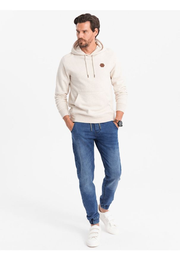 Ombre Clothing - Spodnie męskie jeansowe joggery - jasnoniebieskie OM-PADJ-0106 - XL. Kolor: niebieski. Materiał: jeans