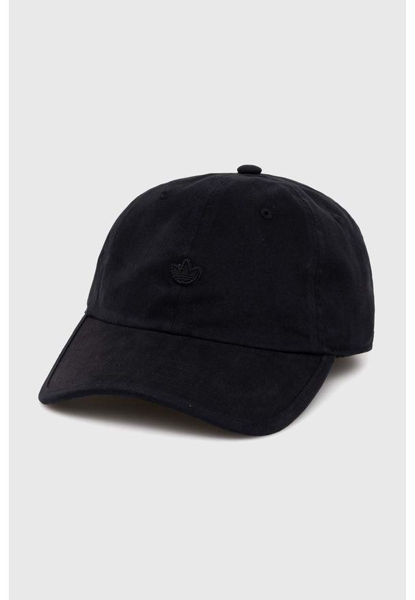 adidas Originals czapka z daszkiem bawełniana kolor czarny gładka. Kolor: czarny. Materiał: bawełna. Wzór: gładki