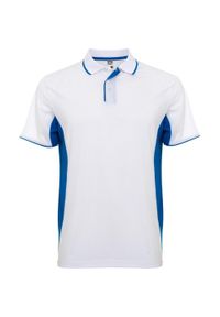 ROLY - Sportowa Koszulka Polo Z Krótkim Rękawem Dla Dorosłych Unisex Montmelo. Typ kołnierza: polo. Kolor: niebieski, wielokolorowy, biały. Długość rękawa: krótki rękaw. Długość: krótkie. Styl: sportowy