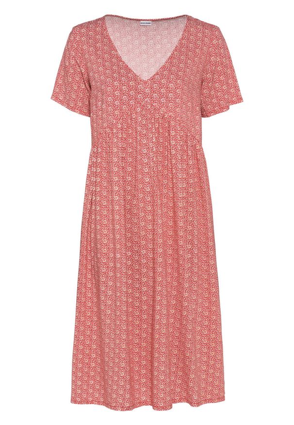 Sukienka bonprix rabarbarowy z nadrukiem. Kolor: różowy. Wzór: nadruk