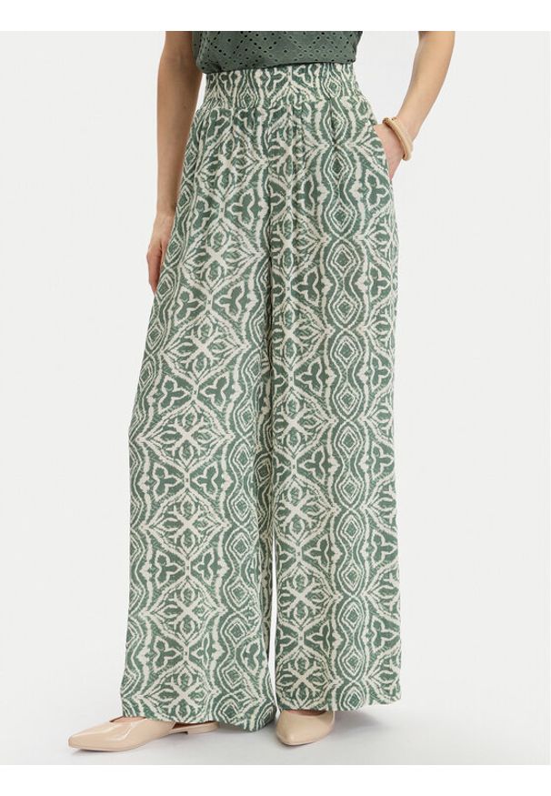 Vero Moda Spodnie materiałowe Menny 10282478 Zielony Wide Leg. Kolor: zielony. Materiał: wiskoza