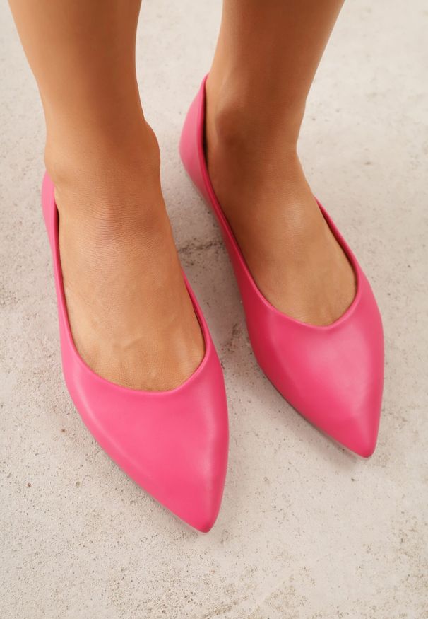 Born2be - Fuksjowe Eleganckie Eleganckie Balerinki z Noskiem w Szpic Abssis. Okazja: na co dzień. Kolor: różowy. Materiał: jeans. Styl: elegancki