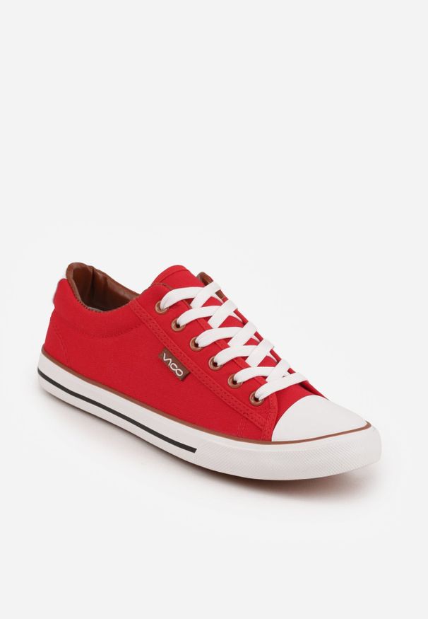 Born2be - Czerwone Klasyczne Trampki do Kostki z Gumowym Noskiem Olithethis. Okazja: na co dzień. Kolor: czerwony. Materiał: guma. Styl: klasyczny