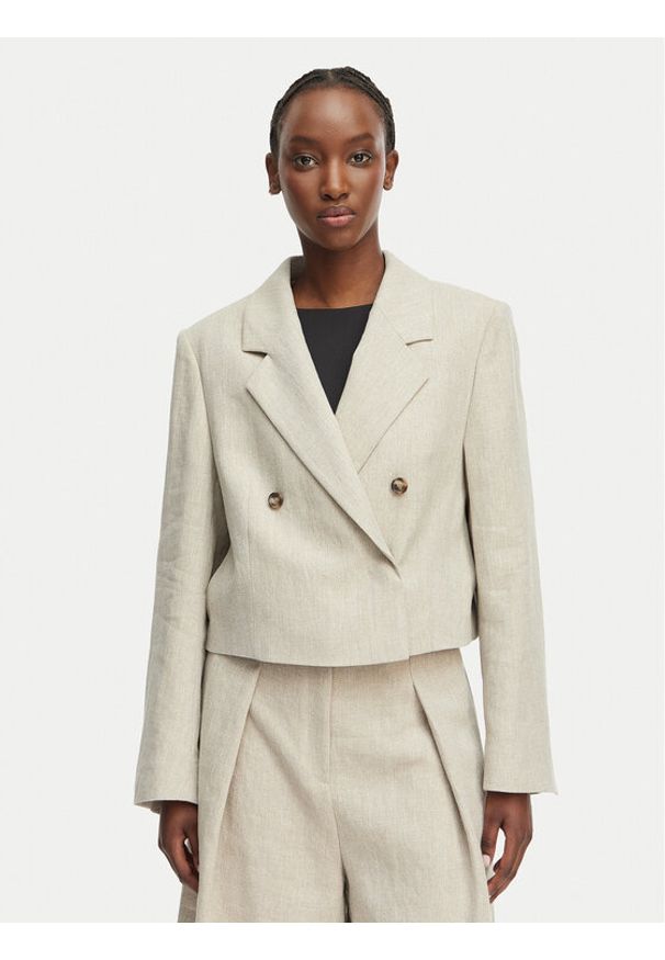 BOSS Marynarka Jojeka1 50560970 Beżowy jasny Oversize. Kolor: beżowy. Materiał: len