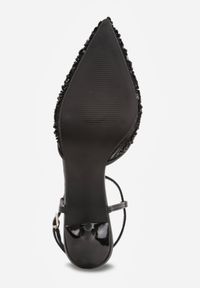 Born2be - Czarne Siateczkowe Sandały na Szpilce z Noskiem Zdobionym Koralikami Riovela. Okazja: na co dzień, na ślub cywilny, do pracy, na wesele. Zapięcie: pasek. Kolor: czarny. Wzór: aplikacja. Obcas: na szpilce. Styl: casual, elegancki #9