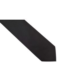 Adam Collection - Czarny krawat męski, strukturalny materiał - prążki D290. Kolor: czarny. Materiał: materiał. Wzór: prążki