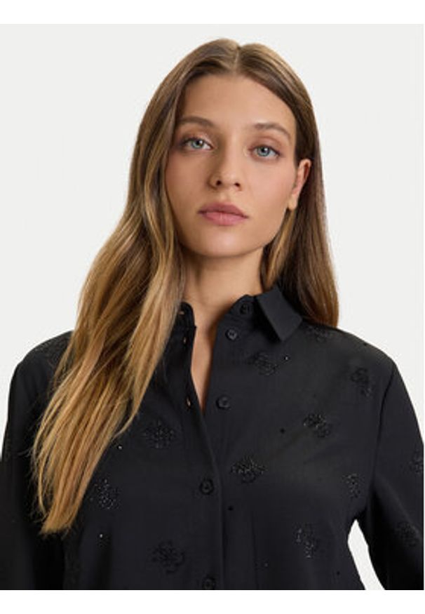 Guess Koszula W5BH80 W2982 Czarny Regular Fit. Kolor: czarny. Materiał: syntetyk