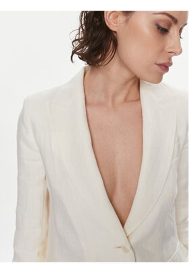 Weekend Max Mara Marynarka Nalut 2415041032 Biały Regular Fit. Kolor: biały. Materiał: len