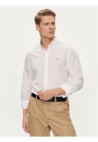 TOMMY HILFIGER - Tommy Hilfiger Koszula MW0MW34632 Biały Slim Fit. Kolor: biały. Materiał: len, bawełna
