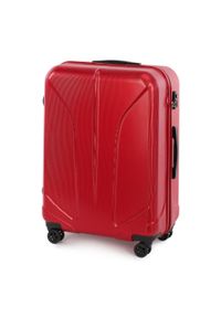 Wittchen - Duża walizka z polikarbonu żłobiona. Kolor: czerwony. Materiał: guma #7