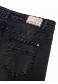 Ombre Clothing - Spodnie męskie jeansowe SKINNY FIT - czarne P1060 - XXL. Kolor: czarny. Materiał: jeans #10