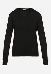 Born2be - Czarny Klasyczny Sweter z Długimi Rękawami i Guzikami Halora. Kolor: czarny. Długość rękawa: długi rękaw. Długość: długie. Styl: klasyczny #7