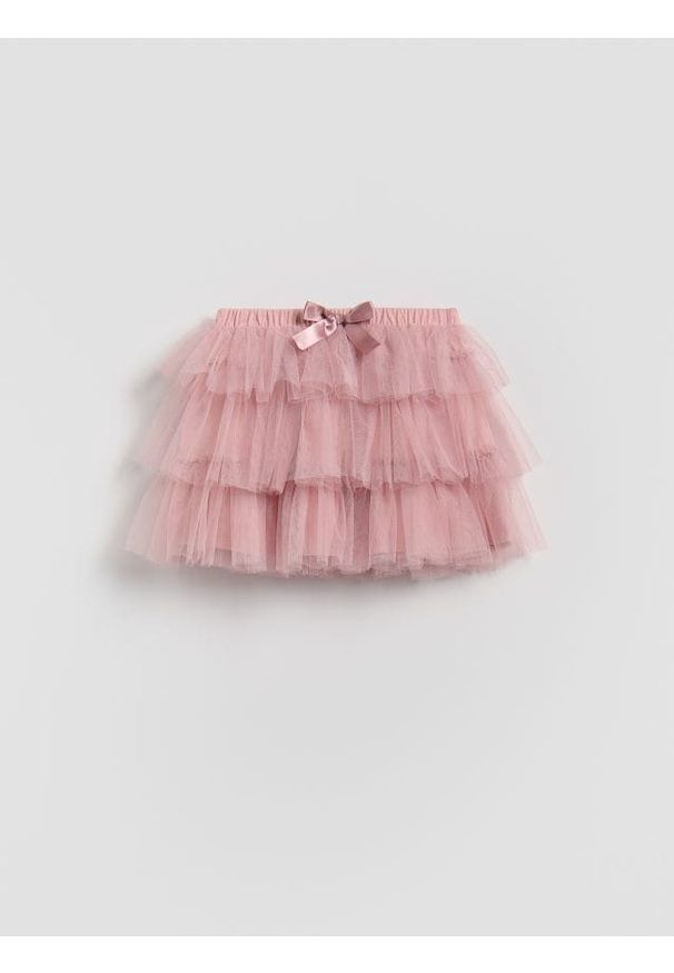 Reserved - Tiulowa spódnica z kokardką - brudny róż. Kolor: różowy. Materiał: tiul