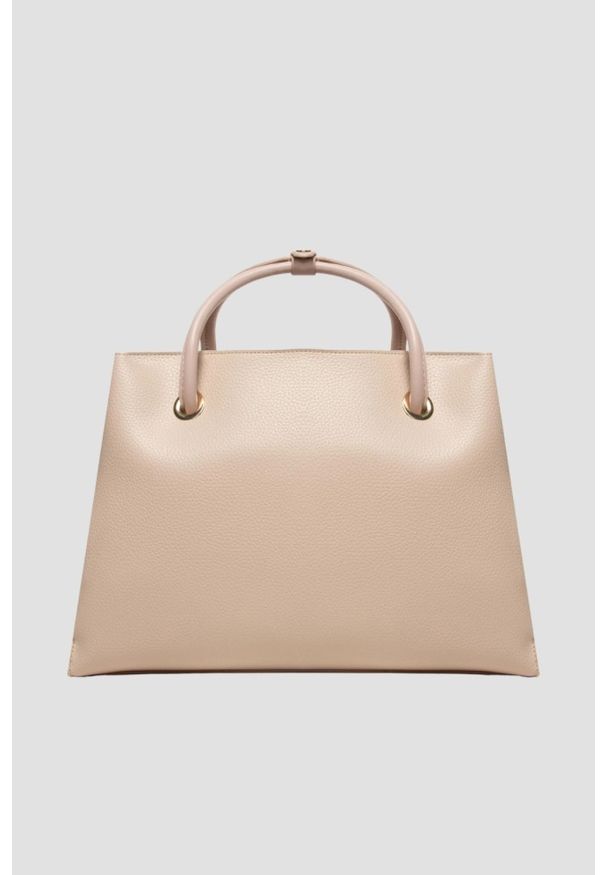 Valentino by Mario Valentino - VALENTINO Beżowa shopperka Alexia. Kolor: beżowy. Wzór: paski, aplikacja