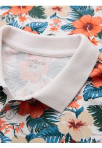 Ombre Clothing - Koszulka polo bawełniana z nadrukiem w kwiaty – biała V1 OM-POSS-0149 - XXL. Okazja: na co dzień. Typ kołnierza: polo. Kolor: biały. Materiał: bawełna. Wzór: kwiaty, nadruk. Sezon: lato. Styl: wakacyjny, elegancki, casual #4