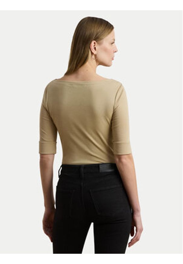 Lauren Ralph Lauren Bluzka 200654963177 Beżowy Slim Fit. Kolor: beżowy. Materiał: bawełna