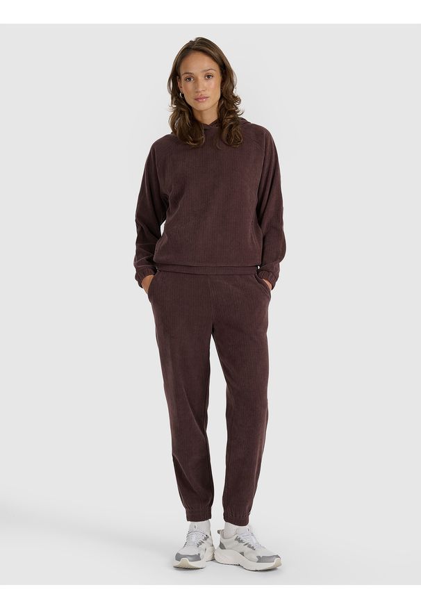4f - 4F Spodnie dresowe joggery damskie - brązowe XS. Kolor: brązowy. Materiał: dresówka