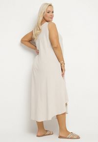 Born2be - Jasnobeżowa Rozkloszowana Sukienka z Bawełną Nairilo. Okazja: na spacer. Kolor: beżowy. Materiał: bawełna. Sezon: lato. Styl: klasyczny, elegancki #5
