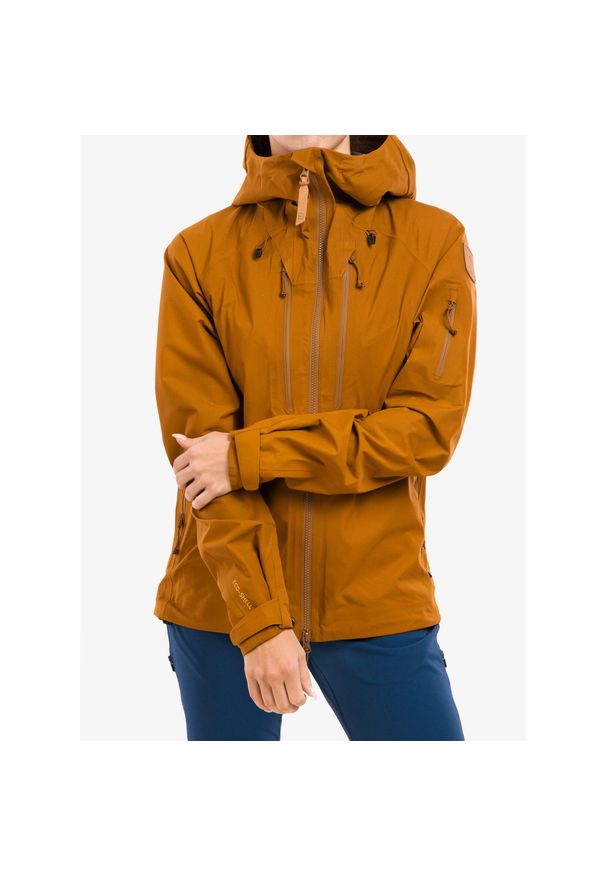 Fjällräven - Kurtka damska Fjallraven Keb Eco-Shell Jacket. Kolor: brązowy. Sport: turystyka piesza