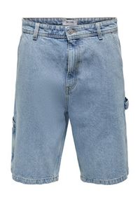 Only & Sons Szorty jeansowe 22025863 Niebieski Loose Fit. Kolor: niebieski. Materiał: jeans, bawełna