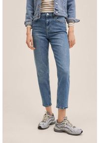 mango - Mango jeansy Newmom damskie high waist. Stan: podwyższony. Kolor: niebieski