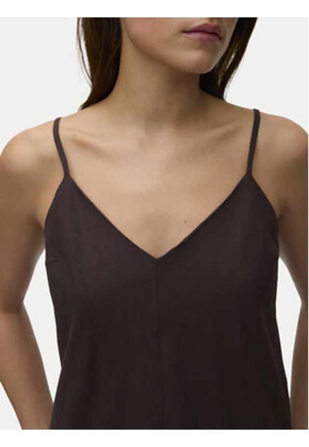 Vero Moda Sukienka letnia Selma 10345674 Brązowy ciemny Regular Fit. Kolor: brązowy. Materiał: bawełna. Sezon: lato