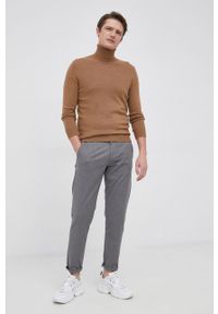 Selected Homme - Spodnie. Kolor: szary. Materiał: tkanina, bawełna, poliester. Wzór: gładki #4