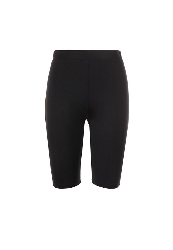 Born2be - Czarne Szorty Hippeina. Kolekcja: plus size. Kolor: czarny. Materiał: dzianina. Wzór: gładki, aplikacja