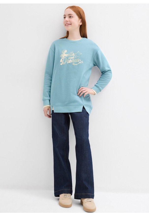 bonprix - Bluza oversize z czystej bawełny organicznej. Kolor: niebieski. Materiał: bawełna