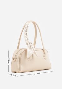 Born2be - Beżowa Torebka Elegancka na Ramię Prostokątna z Apaszką i Paskiem Nesope. Kolor: beżowy. Wzór: aplikacja. Styl: elegancki. Rodzaj torebki: na ramię #2